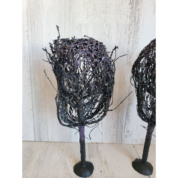 Dept 56 glitter tree black Halloween village accessory set scary - Picture 3 of 8